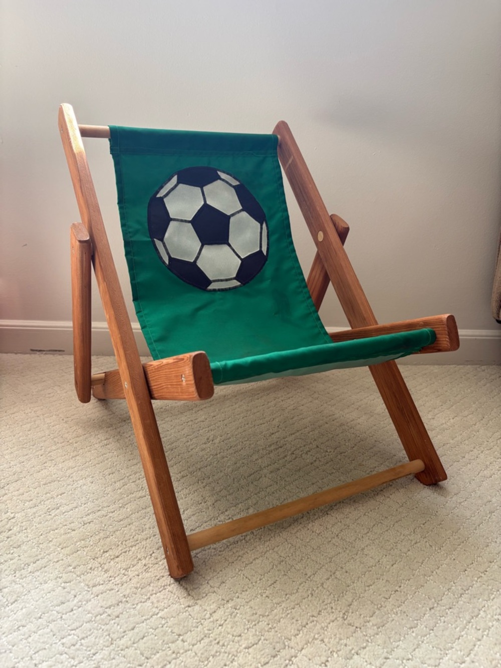 Kids Teak Wood Folding Beach Deck Canvas Sling Chair